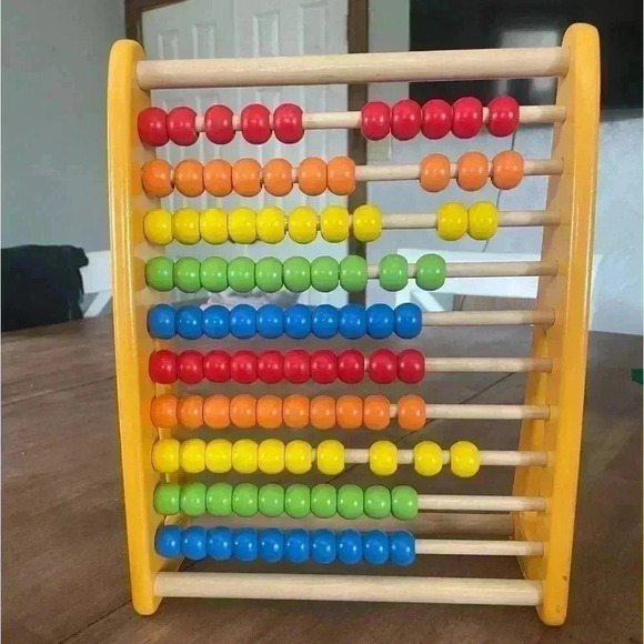 Pidoko Kids Other - Pidoko Kids Wooden Youth Abacus Yellow 100 beads colorful rainbow 12.5” x 10”